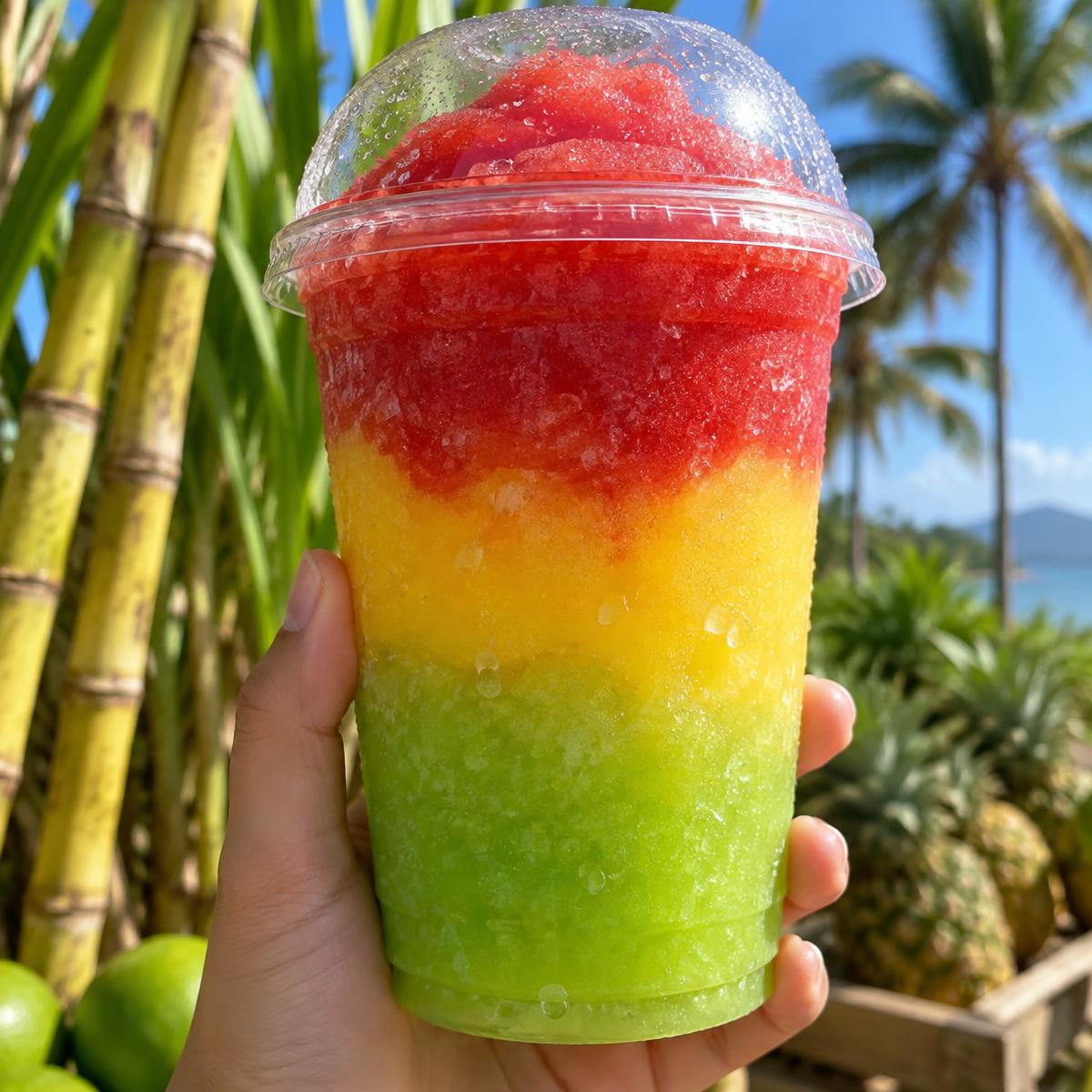Copo de frozen com camadas de frutas